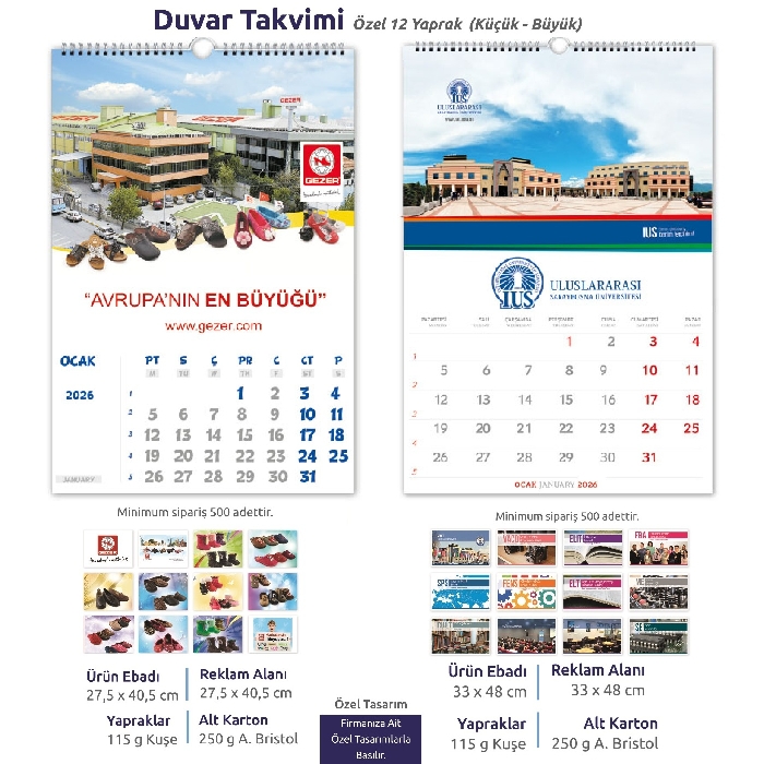 2026 Yılı Promosyon Duvar Takvimi