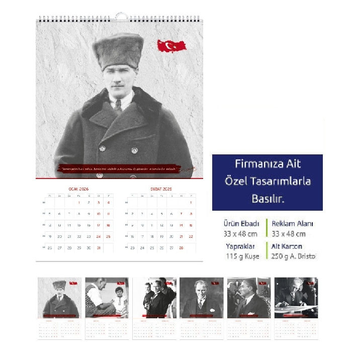 Atatürk Görselli Duvar Takvimi
