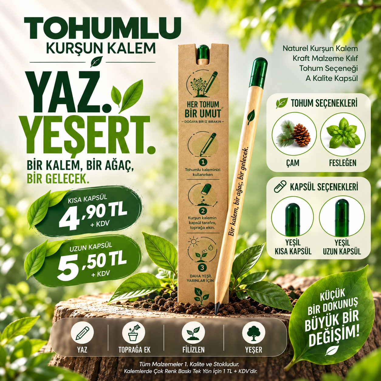 Çam Ağacı Tohumlu Kurşun Kalem